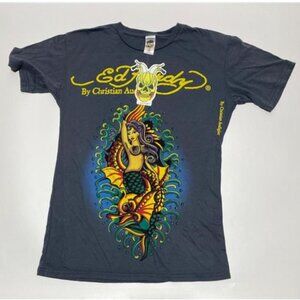 Y2K Rockabilly 2000s Authentic New Vintage Men's Ed Hardy T-shirt Mermaid Gray M